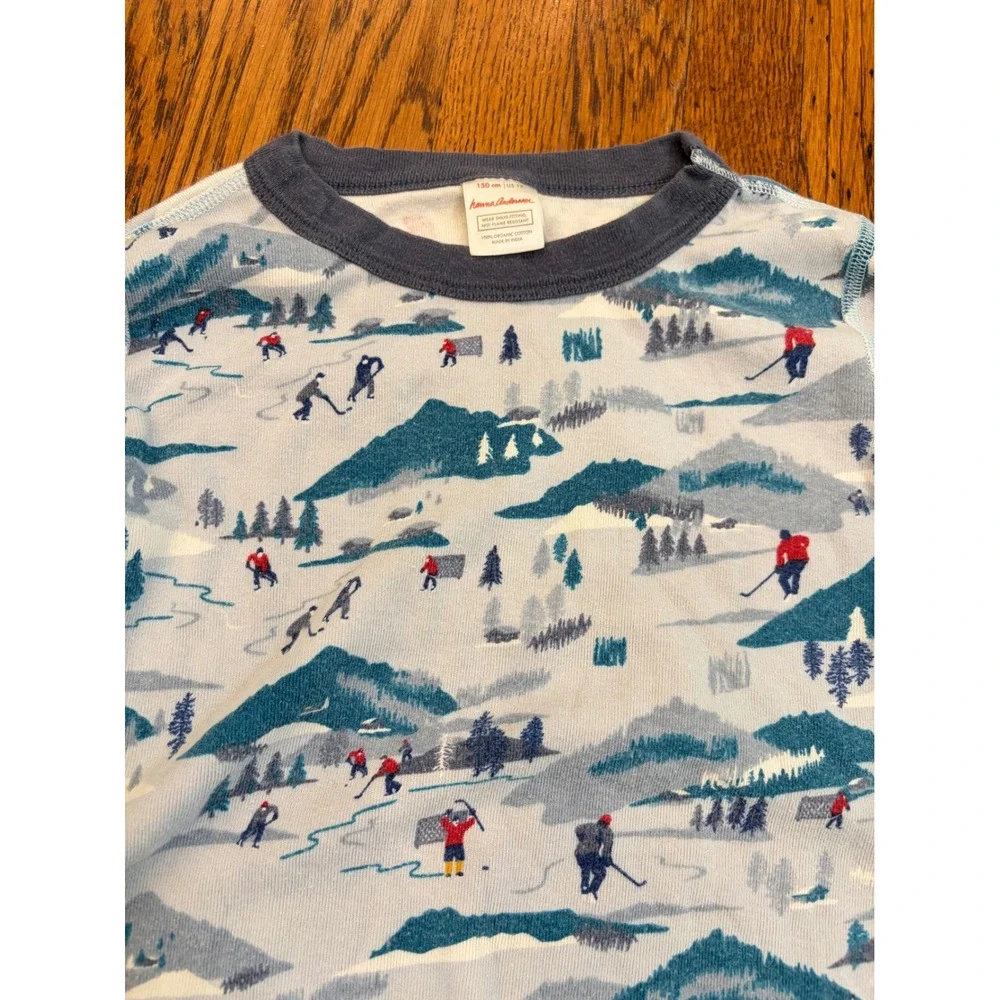 Hanna Andersson Kids 12 Winter Mountain Ski Hockey Organic Cotton Pajama Set